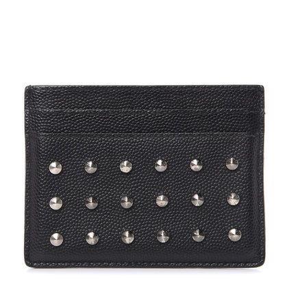 Saint Laurent Grain De Poudre Studded Card Case Black 1 of 7