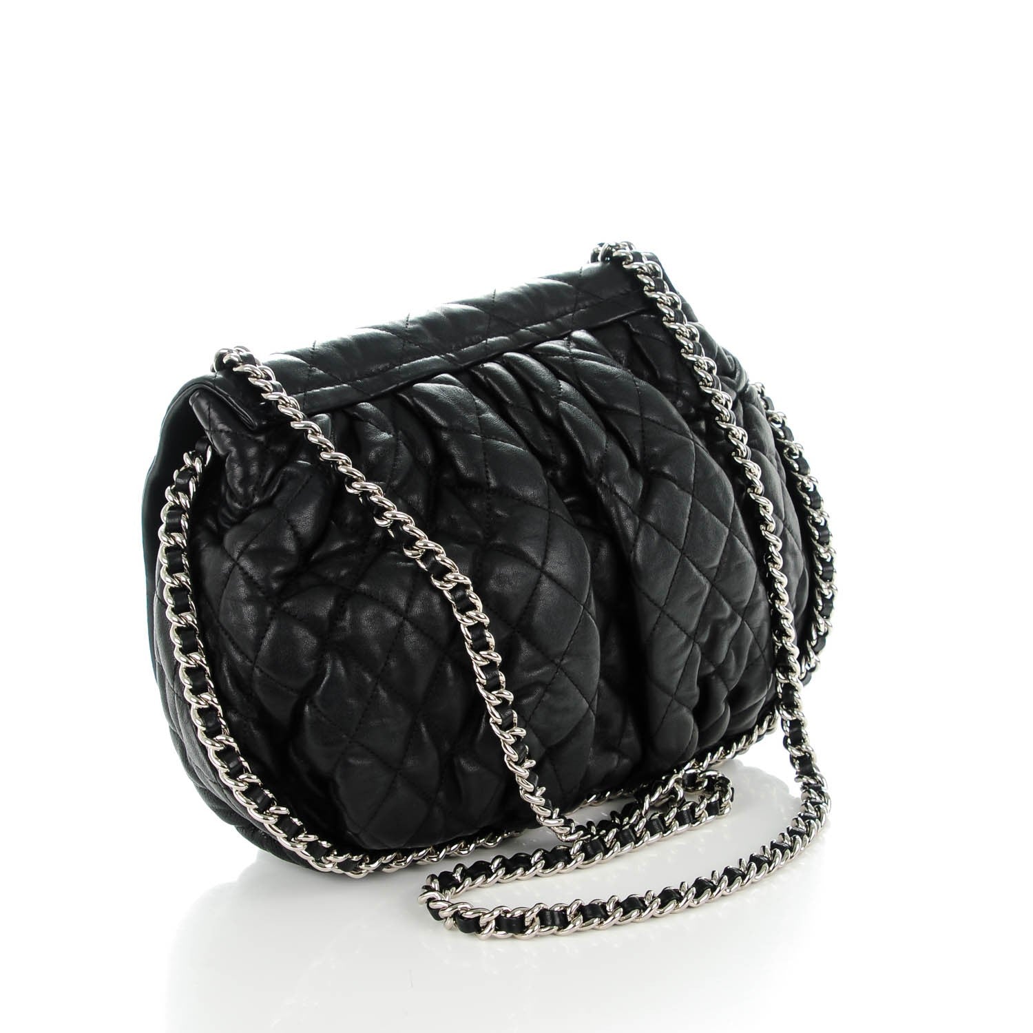 Chanel Washed Lambskin Quilted Large Chain Around Messenger Black 3 of 7