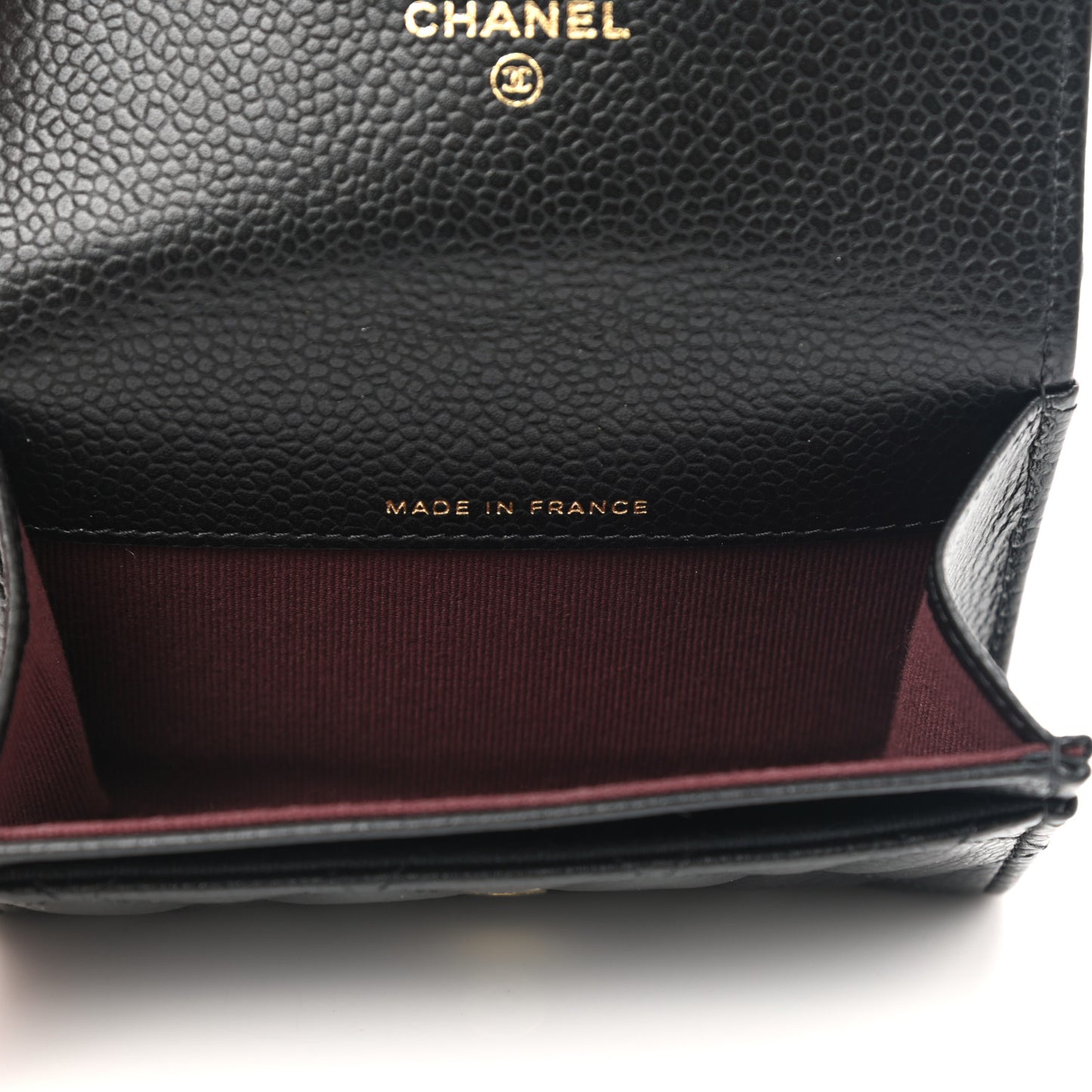 Caviar Quilted Flap Card Holder Wallet Black