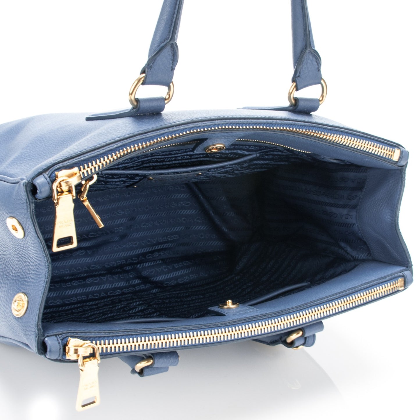 Vitello Daino Large Double Zip Tote Cobalto