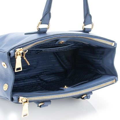 Prada Vitello Daino Large Double Zip Tote Cobalto 5 of 8
