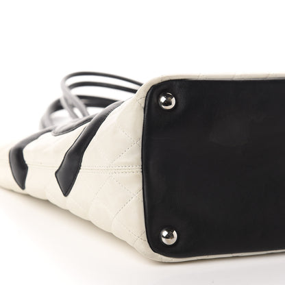 Chanel Calfskin Quilted Large Cambon Tote White Black 6 of 12