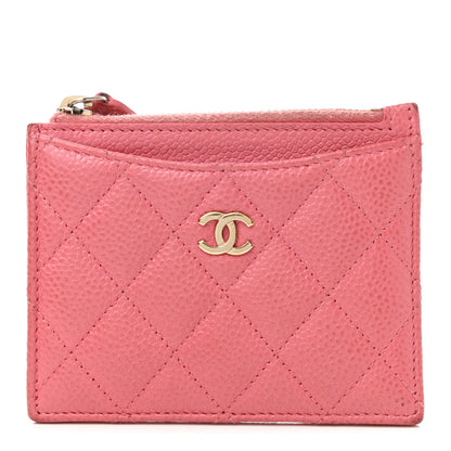 Chanel Caviar Quilted CC Zip Card Holder Pink 1 of 10