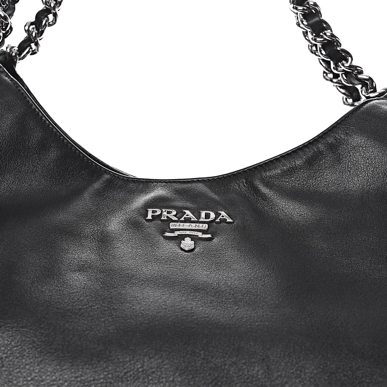 Prada Soft Calf Chain Tote Black 10 of 12
