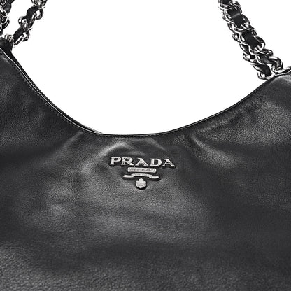 Prada Soft Calf Chain Tote Black 10 of 12