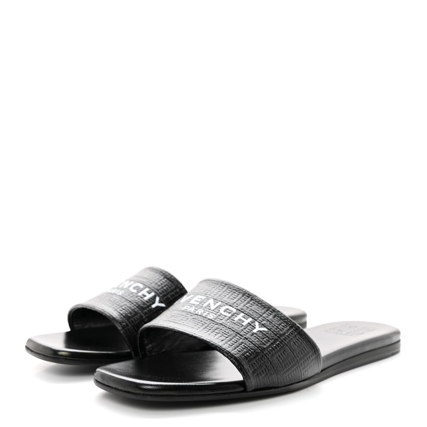 Givenchy Coated Canvas Logo 4G Embossed Flat Sandals 38 Black 3 of 9