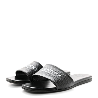 Givenchy Coated Canvas Logo 4G Embossed Flat Sandals 38 Black 3 of 9