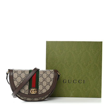 Gucci GG Supreme Monogram Textured Dollar Calfskin Web Mini Ophidia Flap Shoulder Bag Beige Ebony New Acero 10 of 10