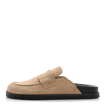 Hermes Suede Calfskin Mens Go Mules 36 Beige Argile 1 of 10