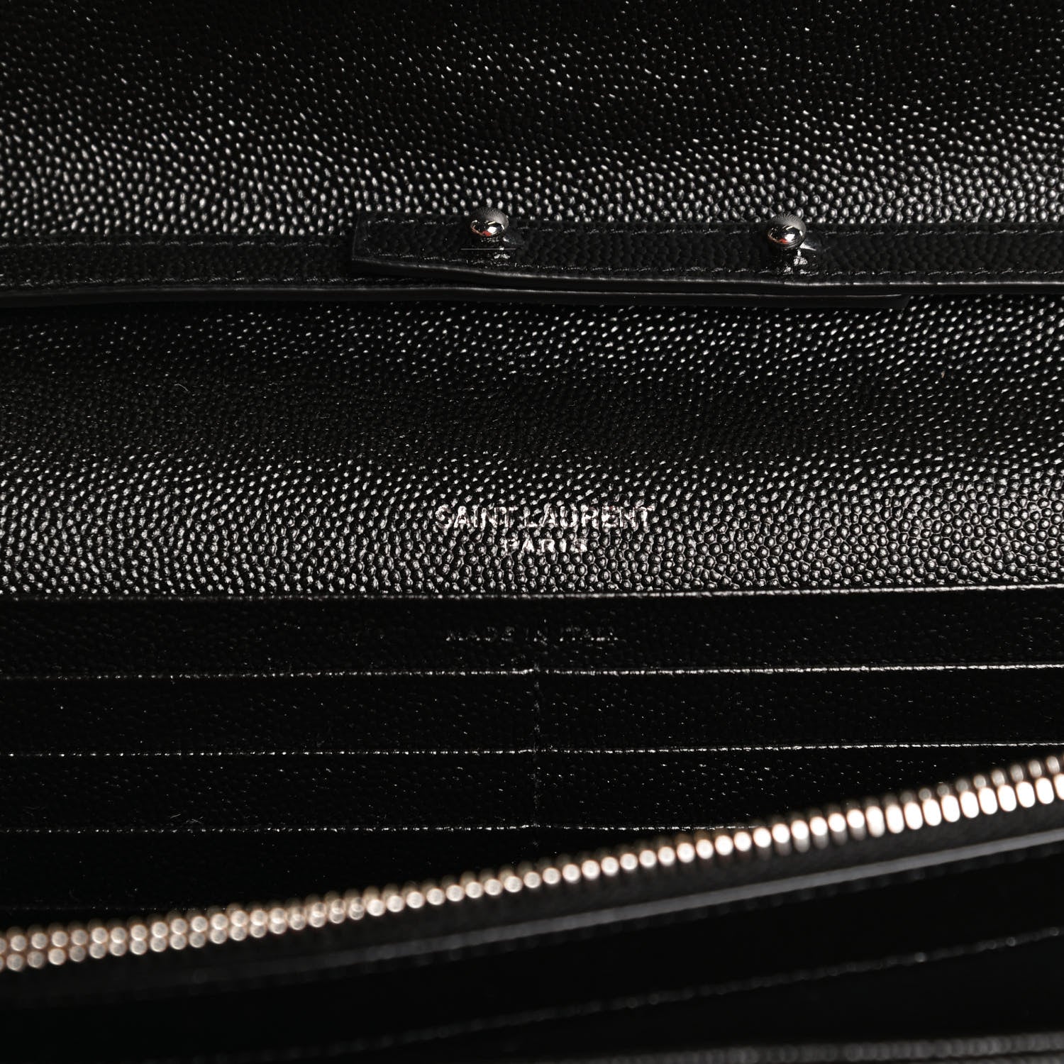 Saint Laurent Grain De Poudre Mixed Matelasse Triquilt Monogram Chain Wallet Black 5 of 10