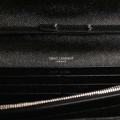 Saint Laurent Grain De Poudre Mixed Matelasse Triquilt Monogram Chain Wallet Black 5 of 10