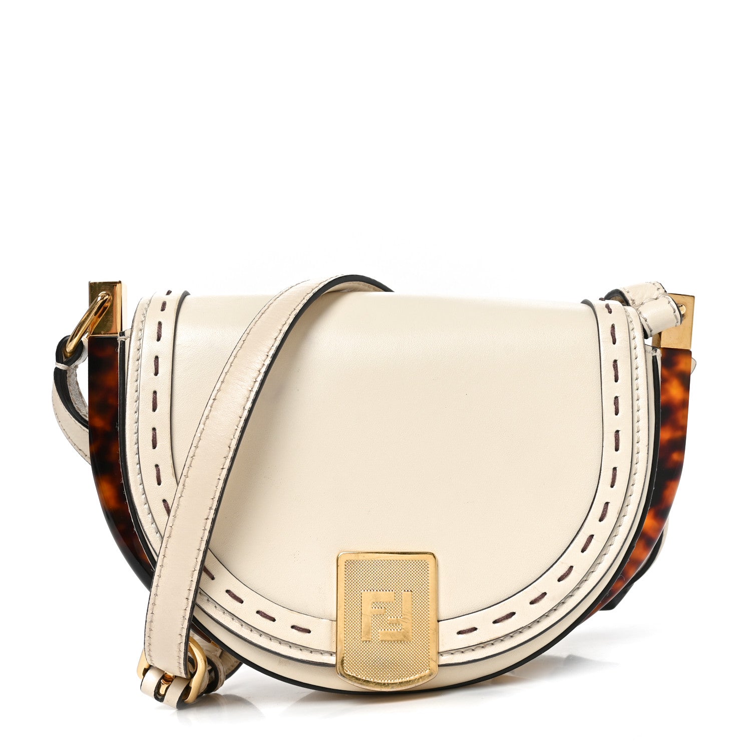 Fendi Vitello King Plexiglass Moonlight Shoulder Bag White Ice 1 of 10