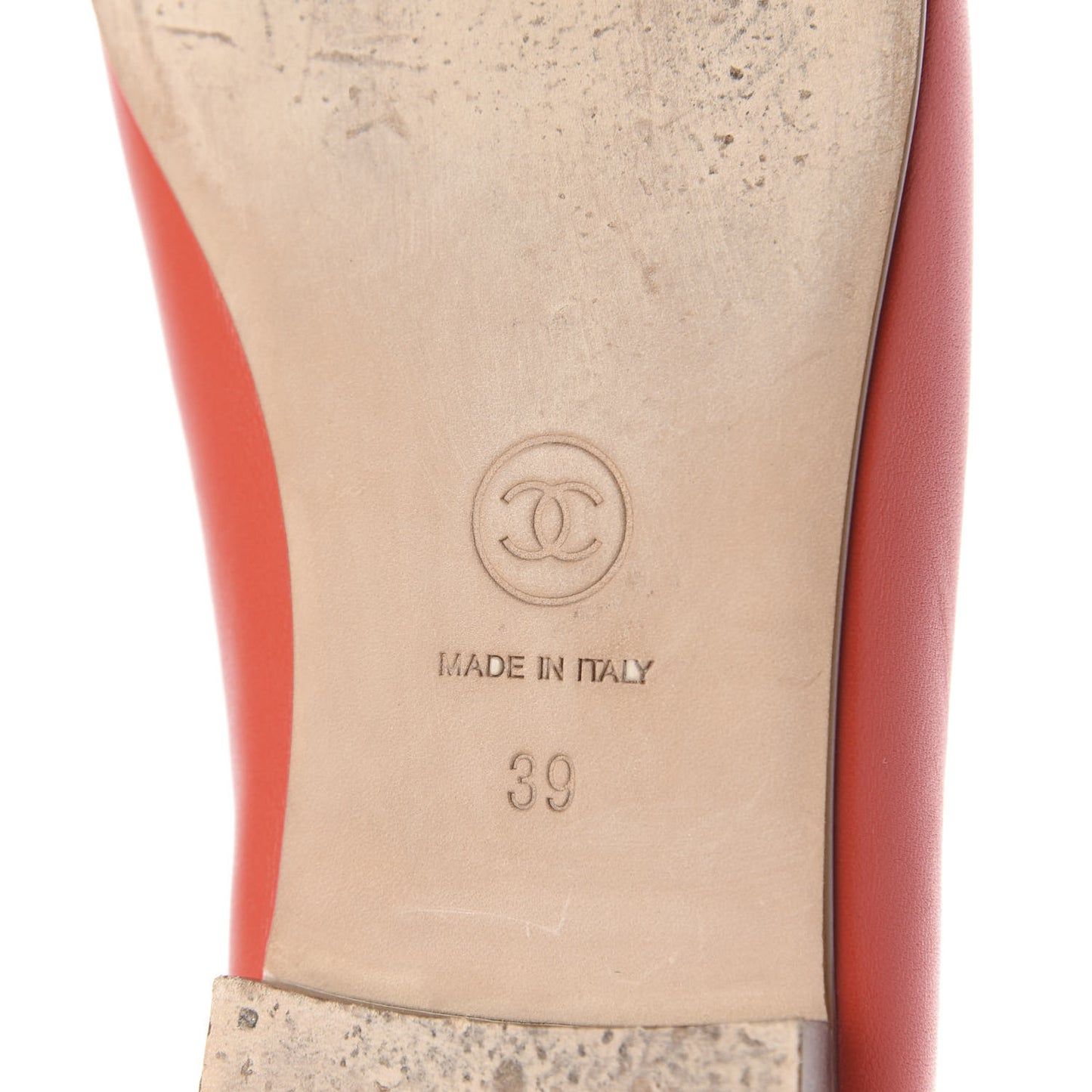 Lambskin Cap Toe Ballerina Flats 39 Red
