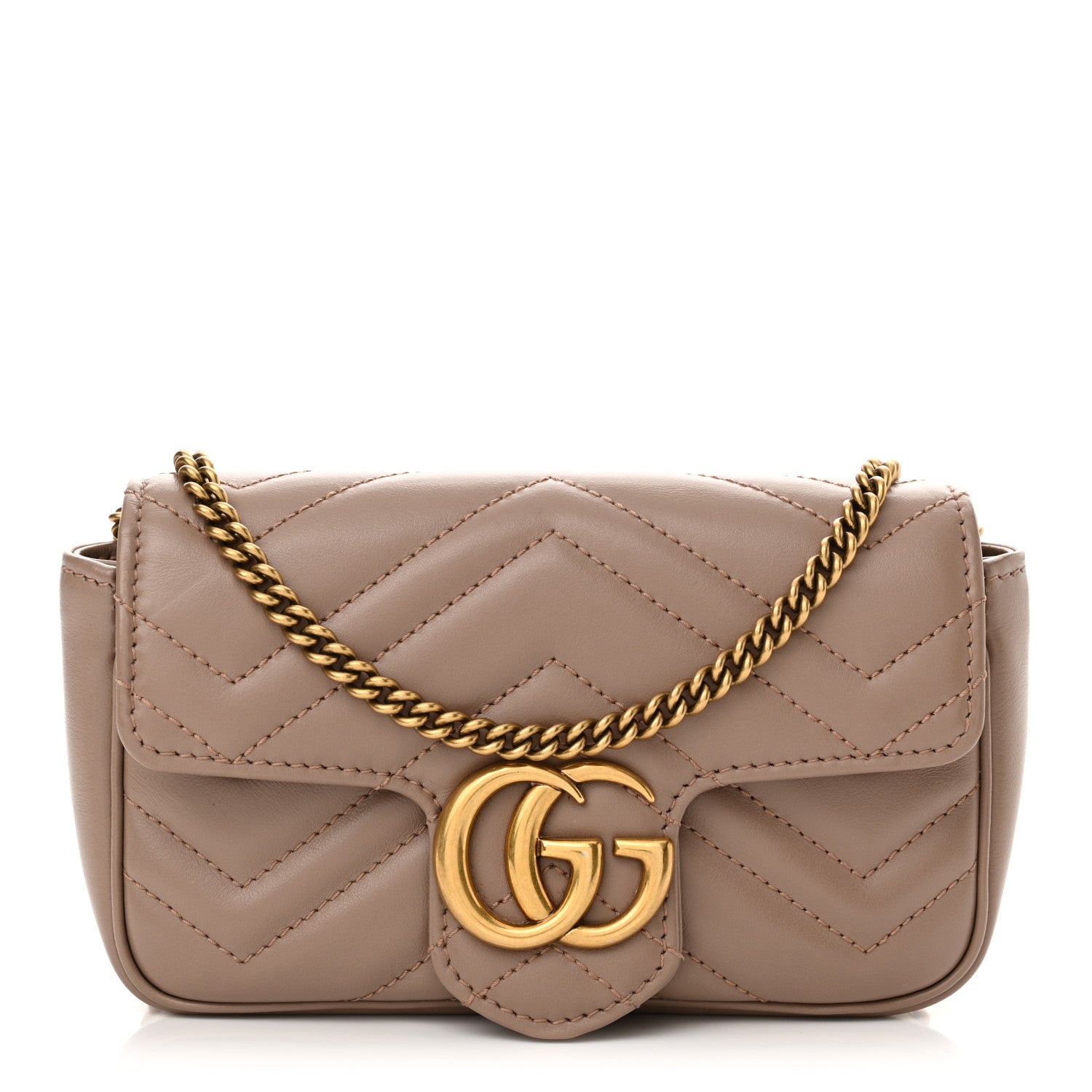 Gucci Calfskin Matelasse Super Mini GG Marmont Shoulder Bag Porcelain Rose 1 of 12