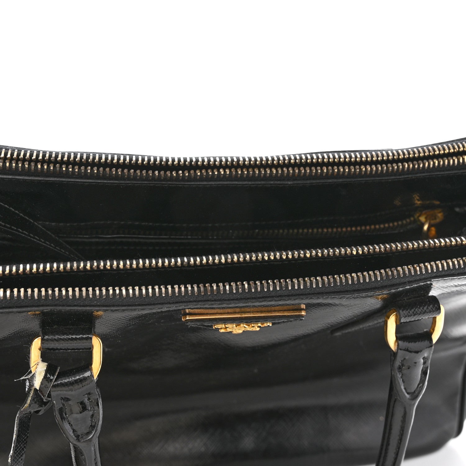 Prada Saffiano Vernice Medium Galleria Double Zip Tote Black 16 of 17