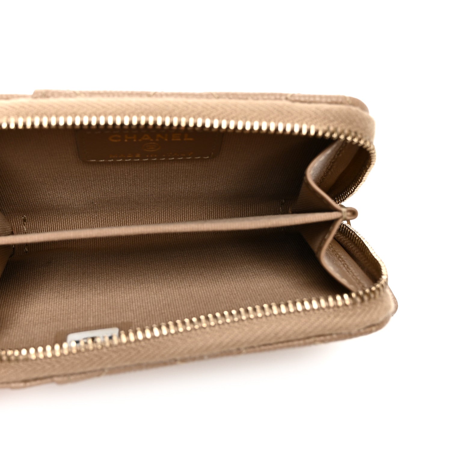Chanel Caviar Quilted Zip Card Holder Beige Beige 5 of 8