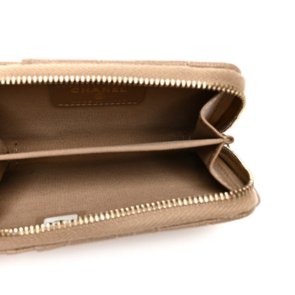 Chanel Caviar Quilted Zip Card Holder Beige Beige 5 of 8