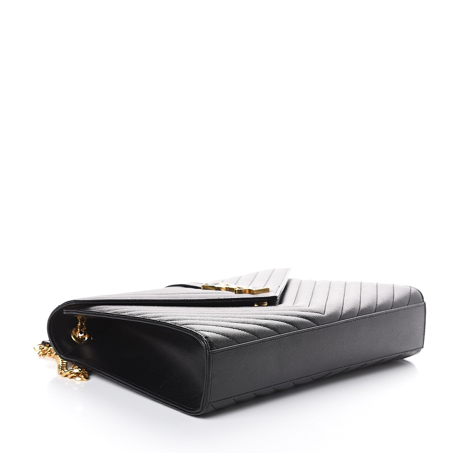 Saint Laurent Grain De Poudre Matelasse Chevron Large Monogram Satchel Black 3 of 8