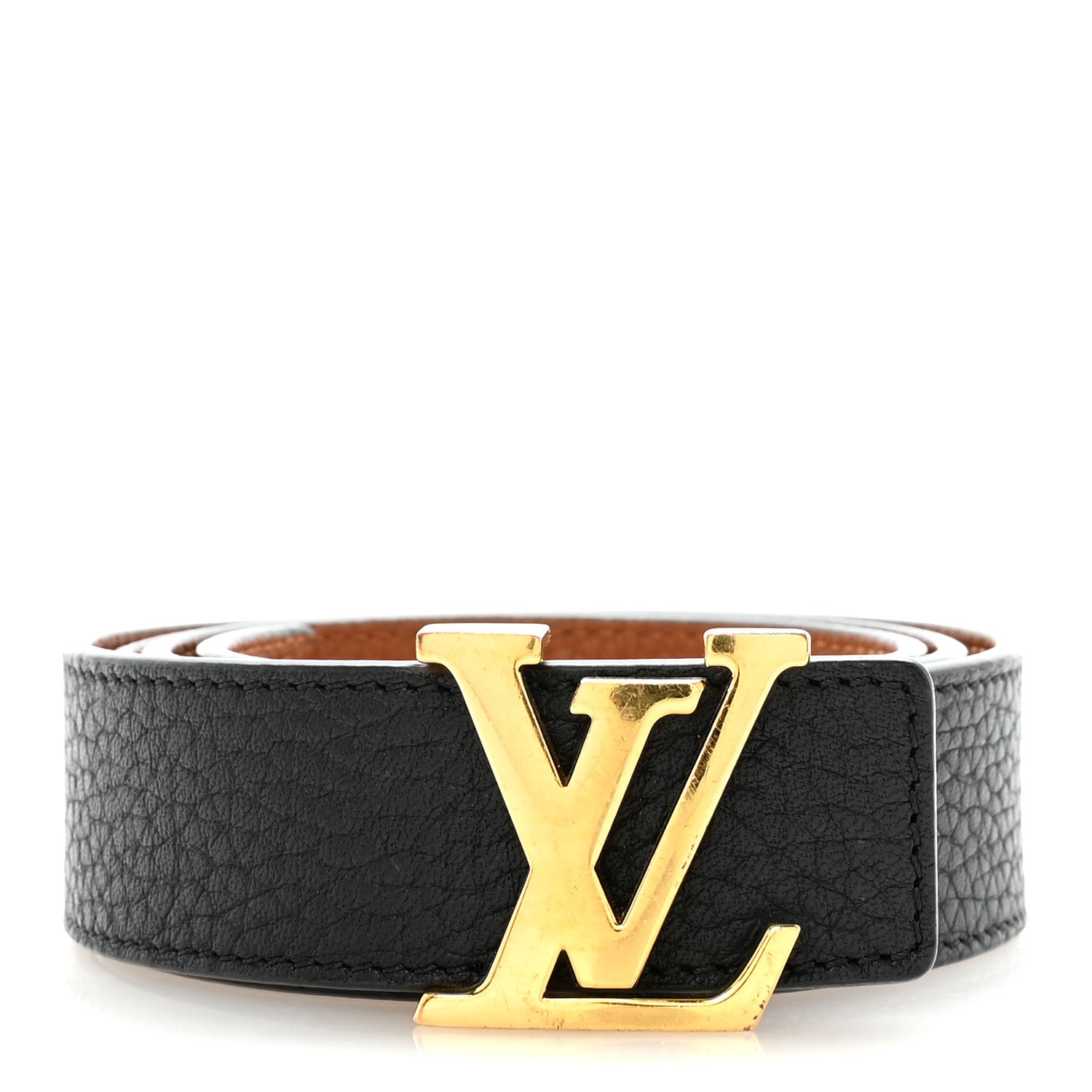 Louis Vuitton Taurillon Calfskin 30mm LV Initiales Reversible 80 32 Belt Black 1 of 5
