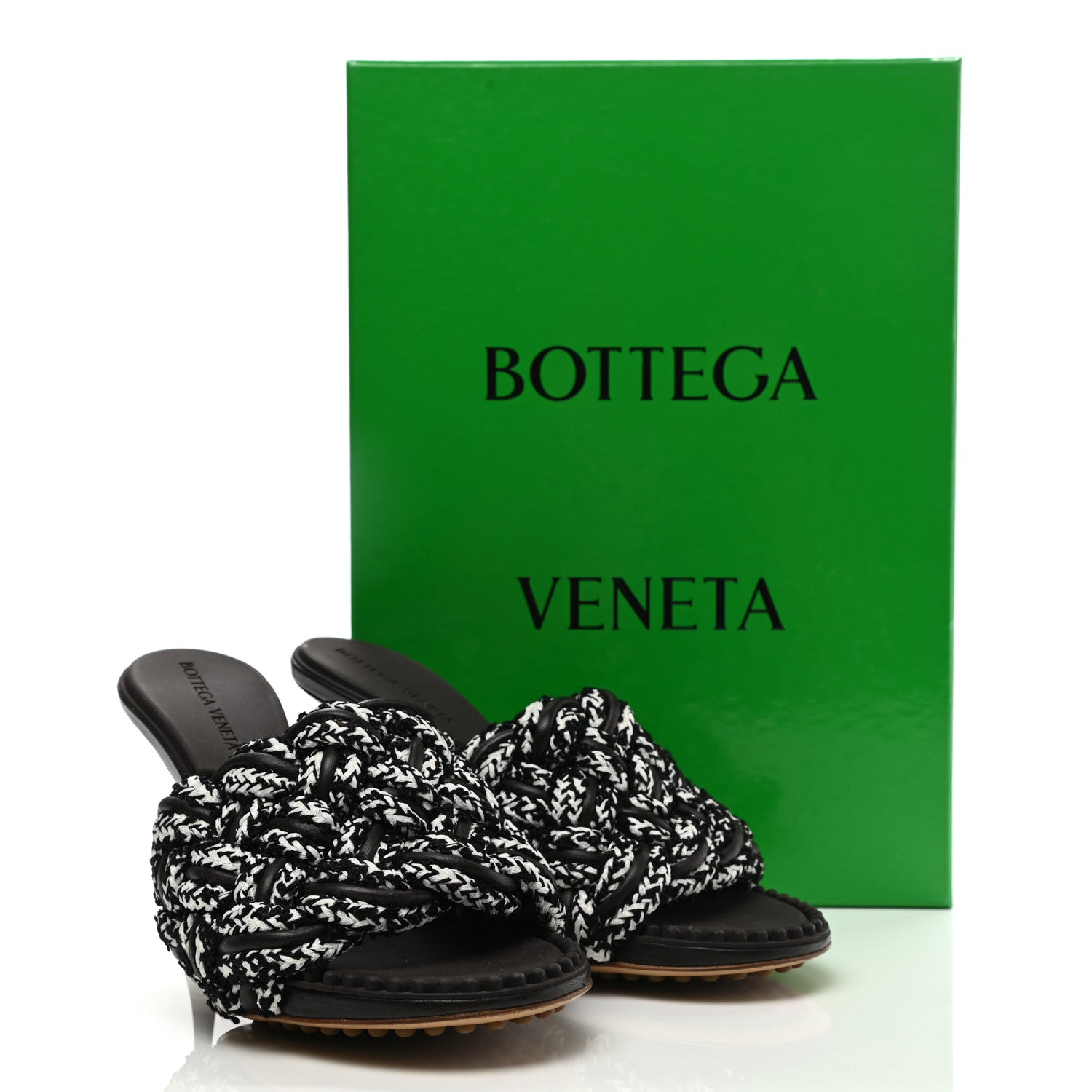 Bottega Veneta Lambskin Rope Woven Dot Sandals 37.5 Black 8 of 8