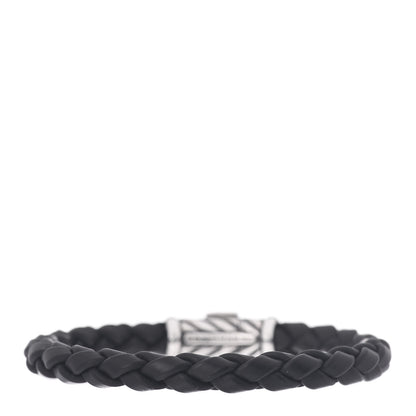 David Yurman Sterling Silver Rubber 8mm Chevron Weave Bracelet Black 1 of 4