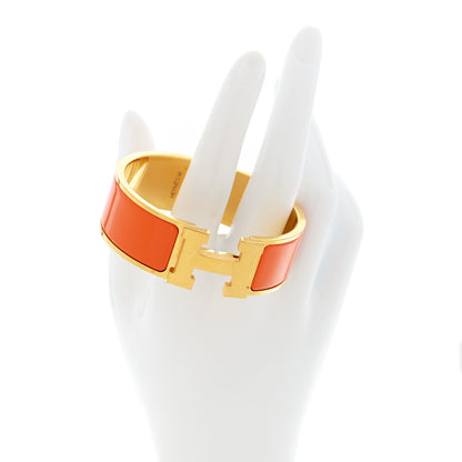 Hermes Enamel Wide Clic Clac H Bracelet PM Orange 2 of 4