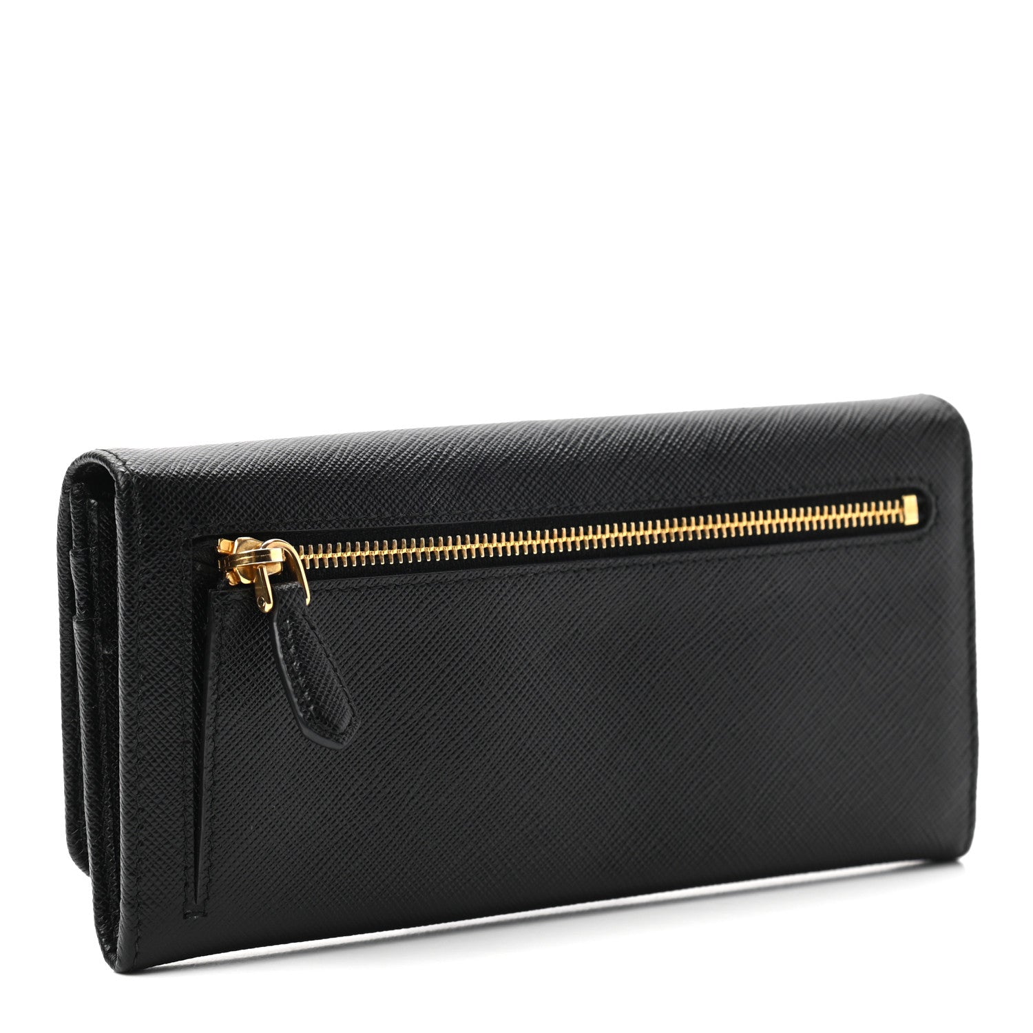 Prada Saffiano Metal Continental Flap Wallet Black 3 of 7