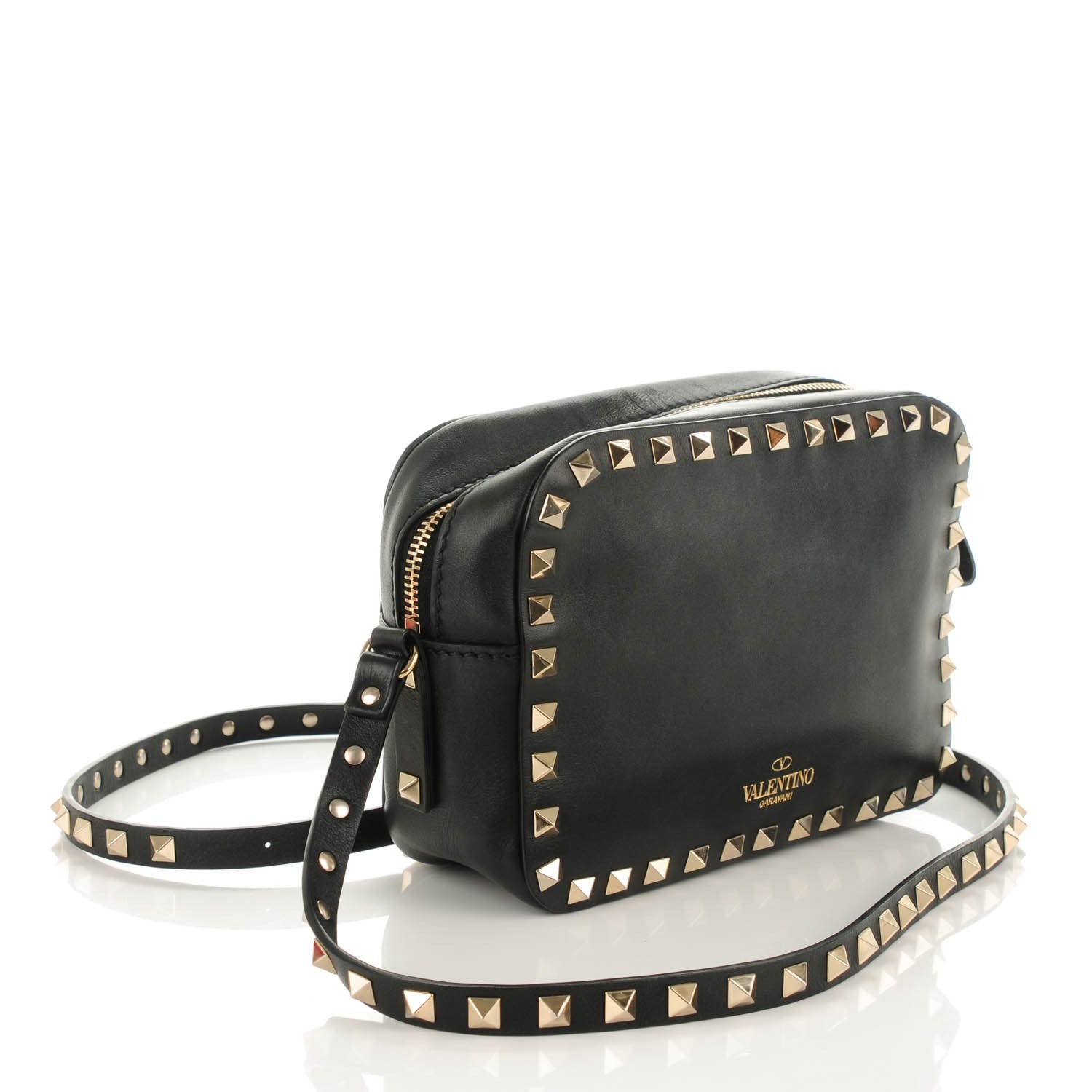 Valentino Garavani Calfskin Rockstud Camera Crossbody Bag Black 3 of 7