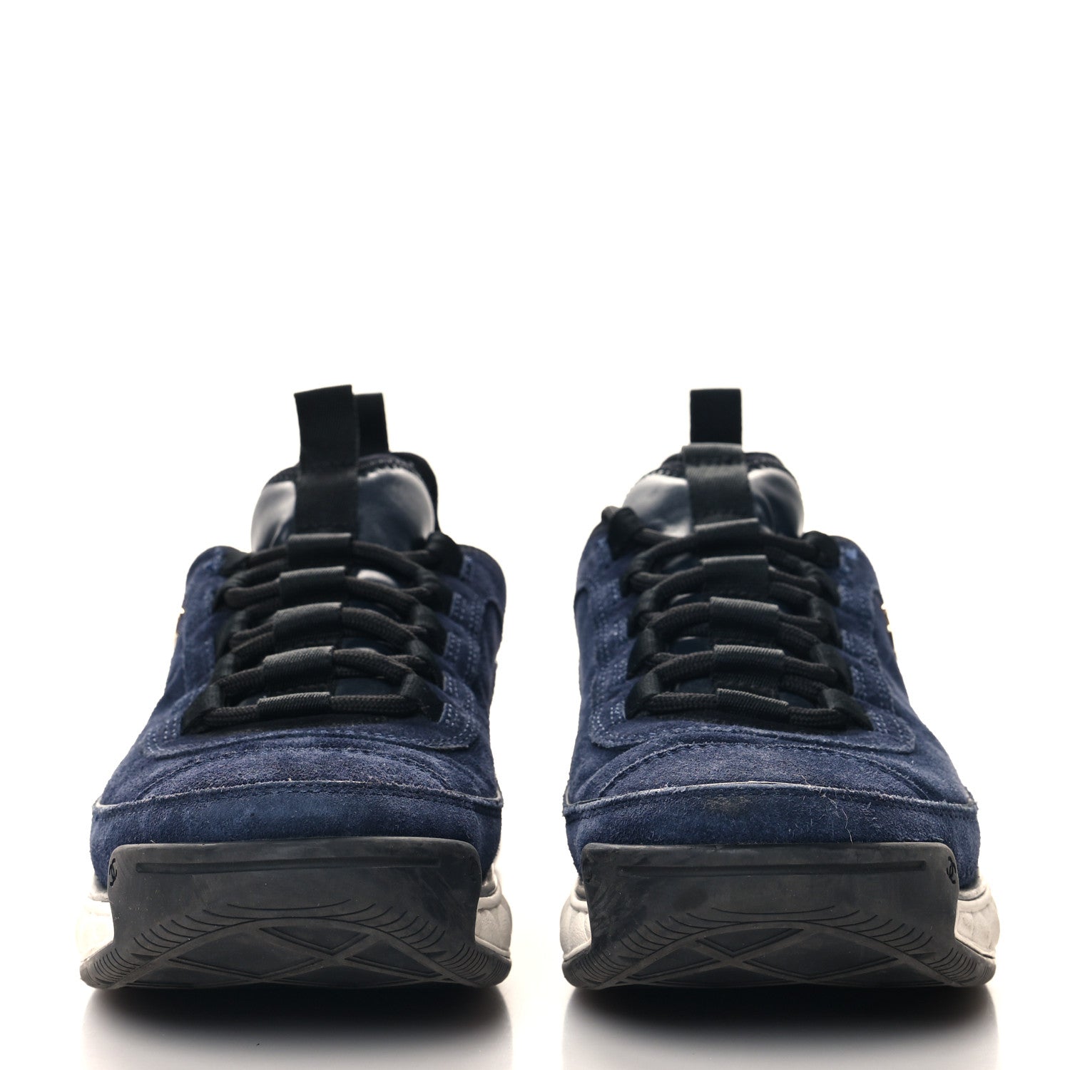 Chanel Suede Calfskin CC Sneakers 39 Navy 3 of 9