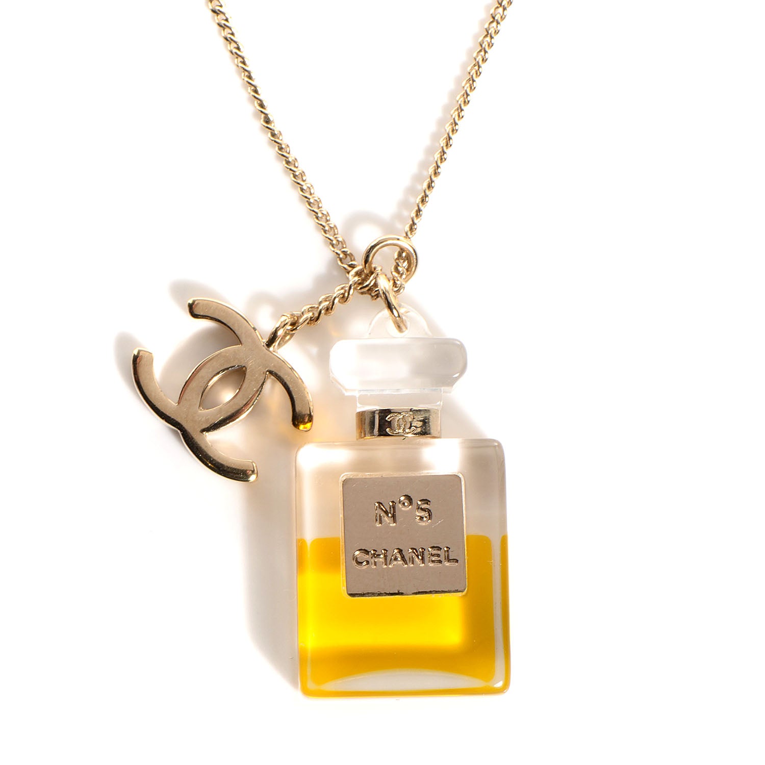 Chanel N°5 Perfume CC Necklace Gold 3 of 5