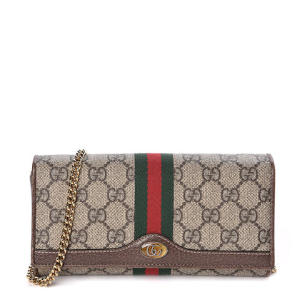 Gucci GG Supreme Monogram Web Ophidia Wallet On Chain Brown 1 of 10