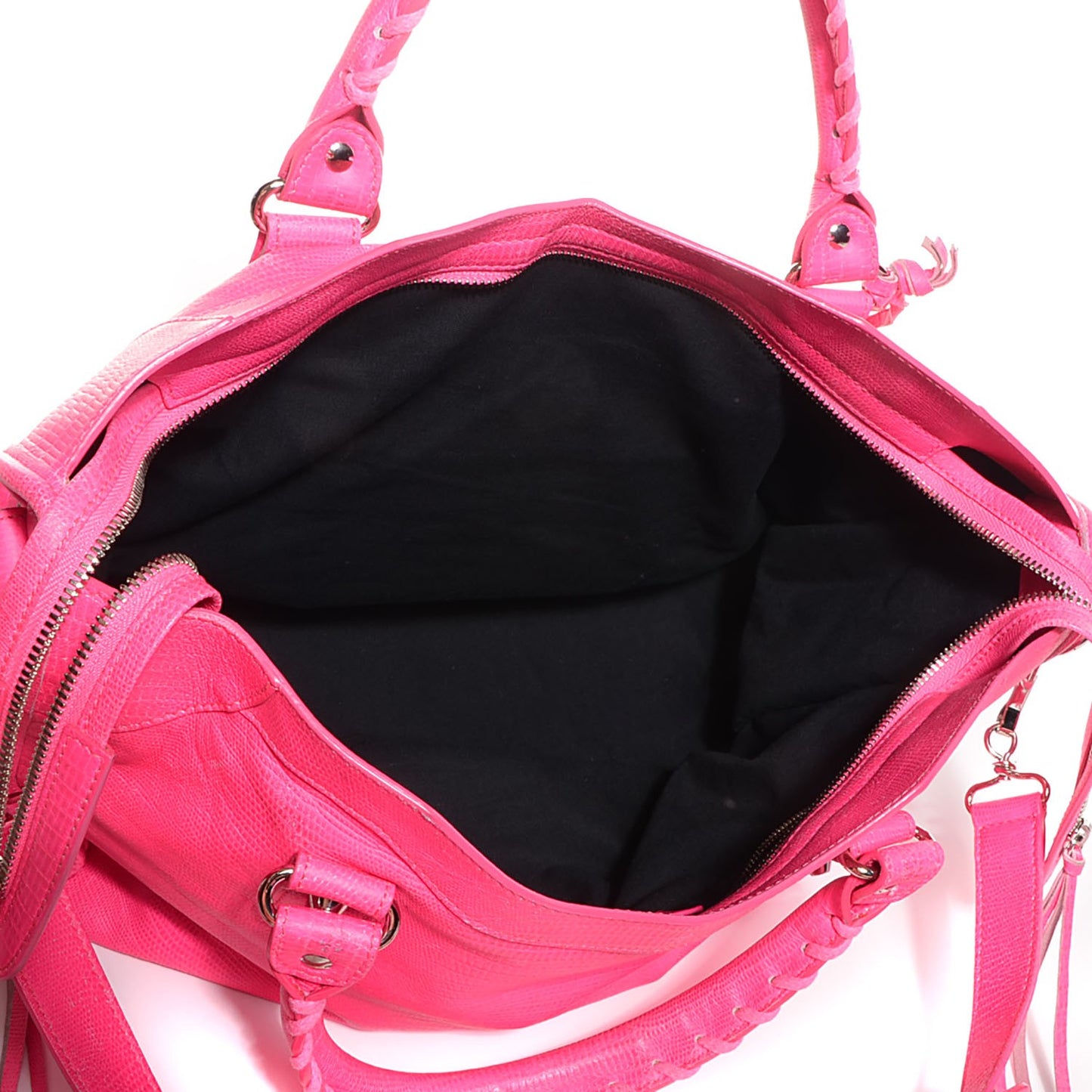 Calfskin Lizard Embossed Classic Silver Hardware City Rose Fluo