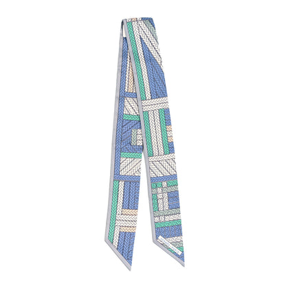 Hermes Silk Tresses H Twilly Bleu Jean Gris Perle 2 of 4