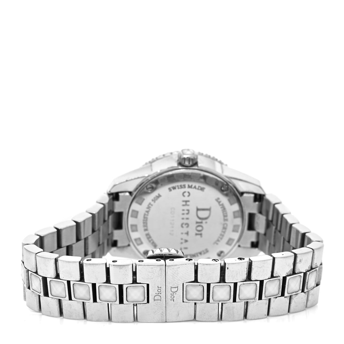 Stainless Steel Diamond Sapphire 29mm Christal Quartz Watch White