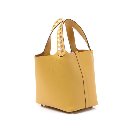 Hermes Epsom Tressage De Cuir Picotin Lock 18 PM Amber 2 of 11