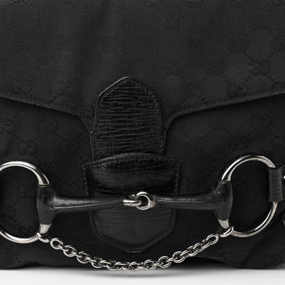 Gucci Monogram Horsebit Chain Flap Shoulder Bag Black 8 of 12