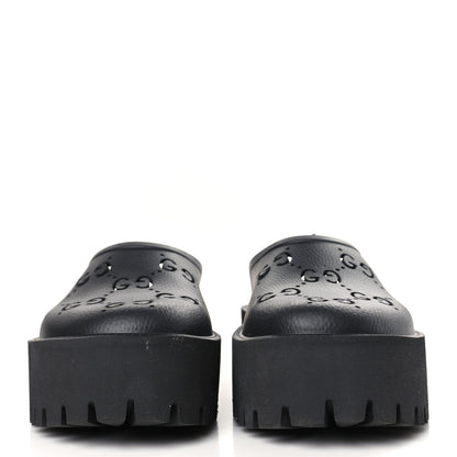 Gucci Rubber GG Monogram Perforated Elea Platform 55mm Lug Sole Sandals 41 Black 2 of 9