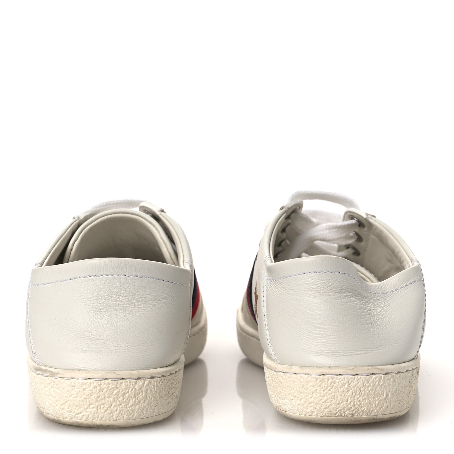 Gucci Calfskin Bee Star Embroidered Sylvie Web Ace Sneakers 35.5 White 6 of 12