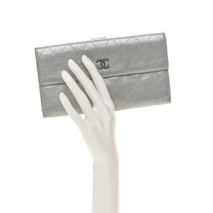 Chanel Aged Metallic Calfskin Large Palette Flap Wallet Silver 2 of 8