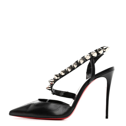 Christian Louboutin Calfskin Spikita Slingback 100 Stiletto Pumps 38.5 Black Silver 1 of 7
