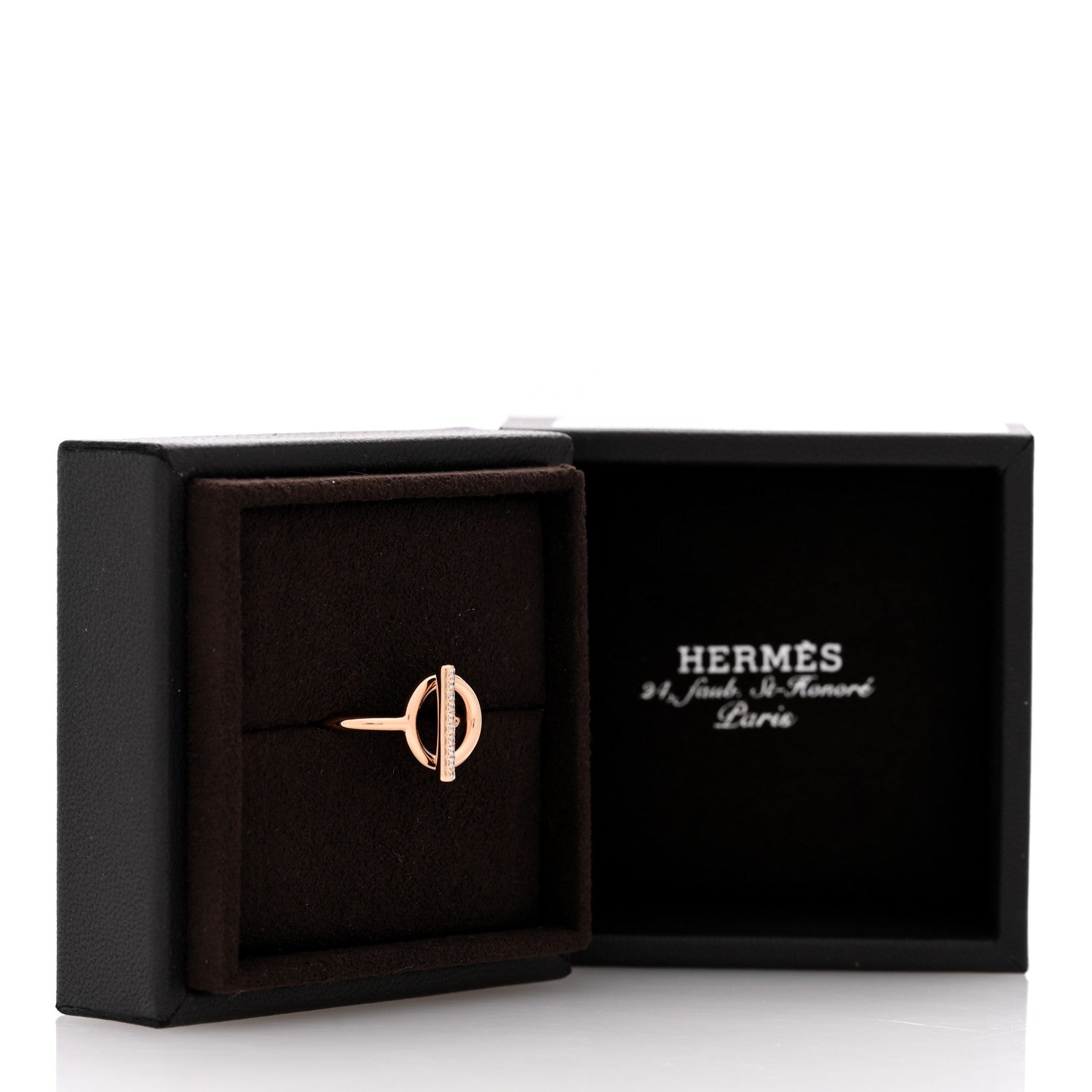 Hermes 18K Rose Gold Diamond PM Echappee Ring 53 6.5 5 of 5
