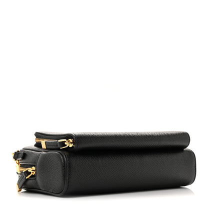 Christian Dior Grained Calfskin Caro Double Pouch Black 4 of 12