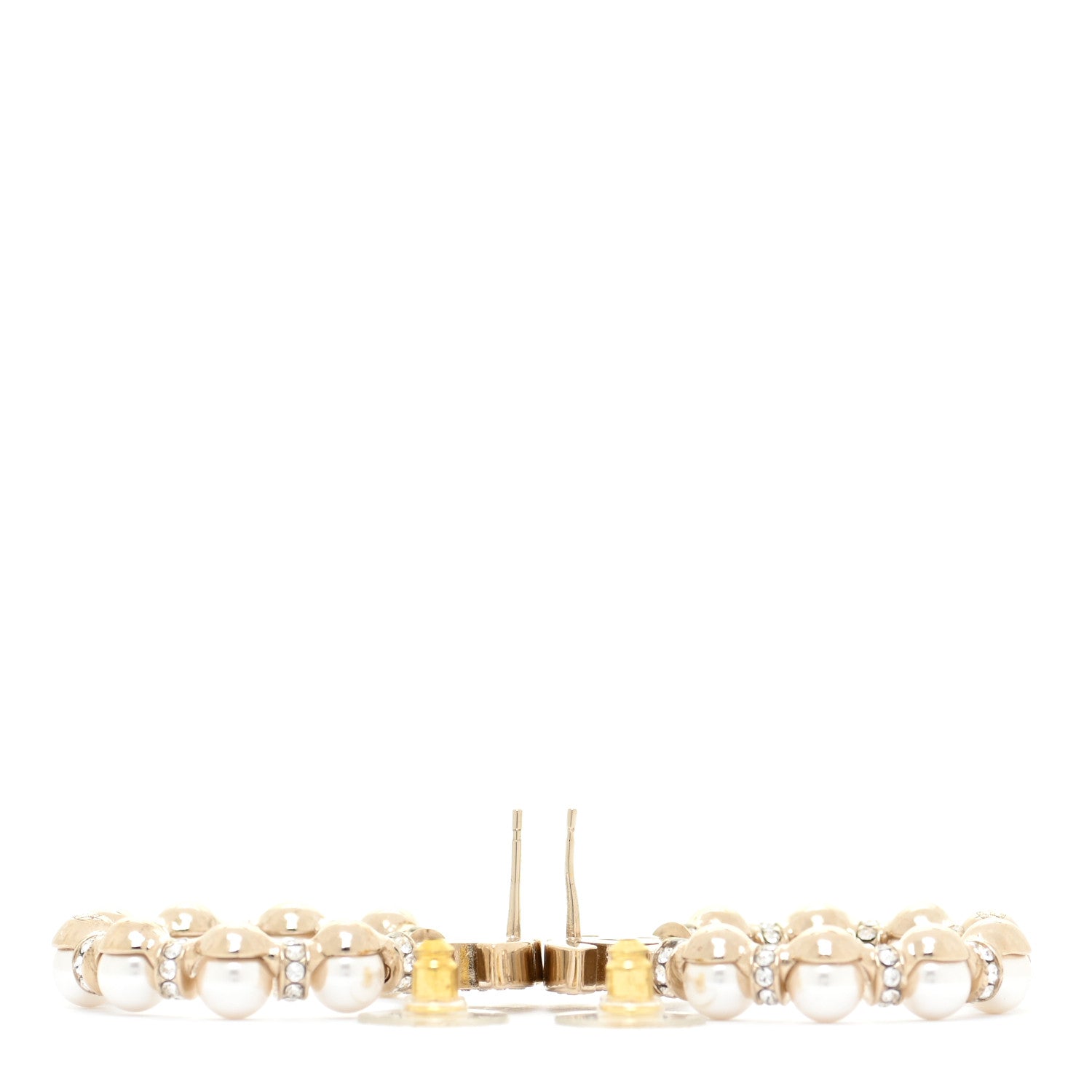 Chanel Pearl Crystal Nefertiti CC Drop Earrings Gold 3 of 6