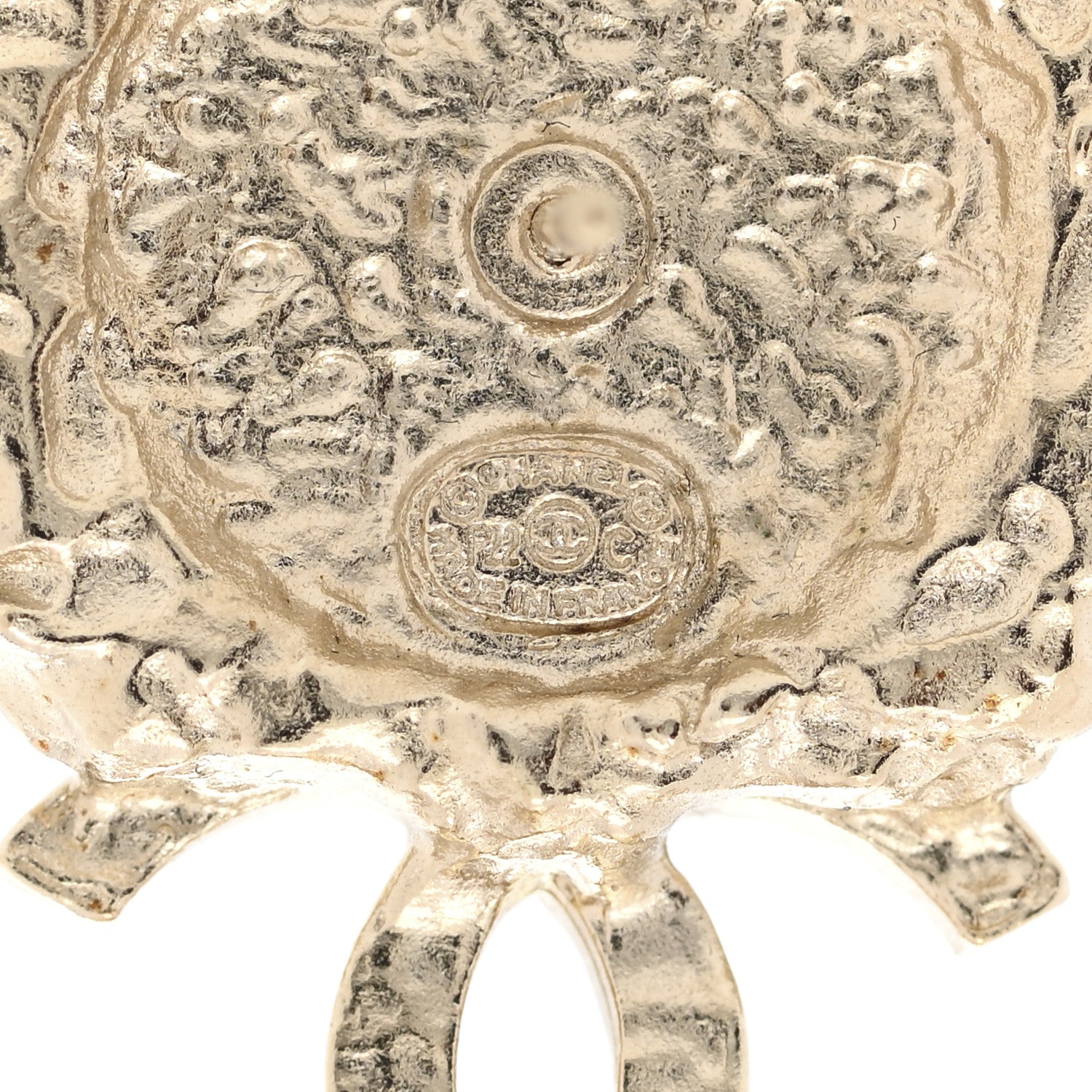 Chanel Crystal Pearl Textured CC Round Drop Earrings Gold 4 of 6