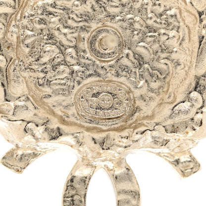 Chanel Crystal Pearl Textured CC Round Drop Earrings Gold 4 of 6