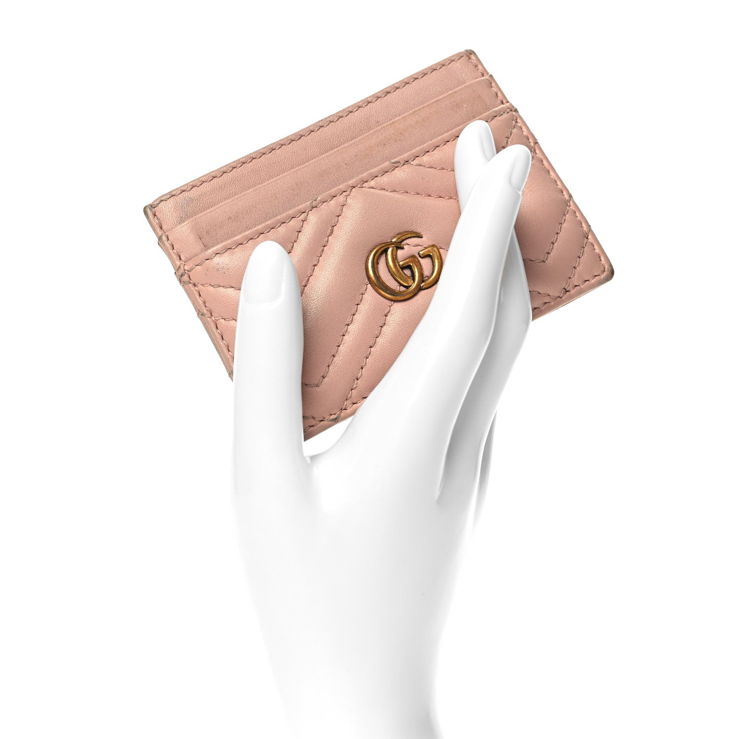 Gucci Calfskin Matelasse GG Marmont Card Holder Perfect Pink 2 of 12