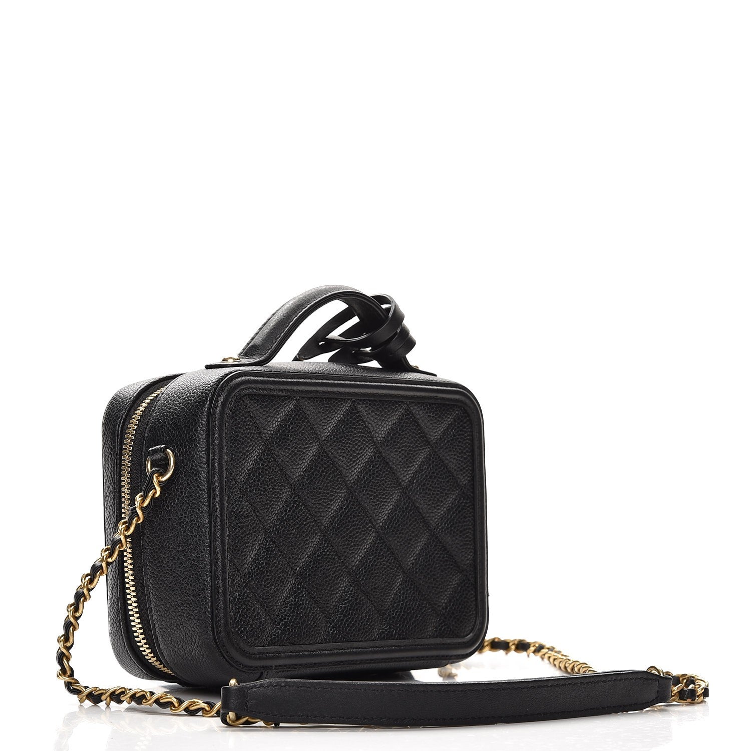 Chanel Caviar Quilted Small CC Filigree Vanity Case Black 5 of 10
