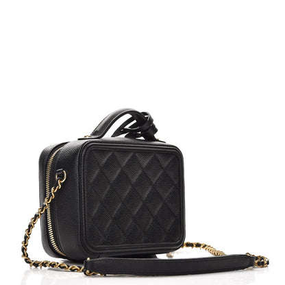 Chanel Caviar Quilted Small CC Filigree Vanity Case Black 5 of 10
