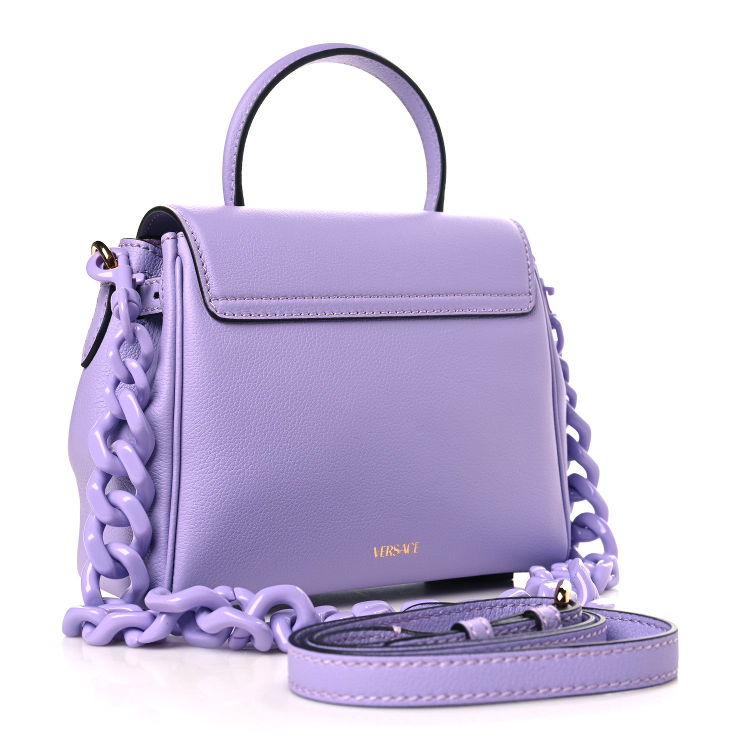 Versace Calfskin Medusa Small Top Handle Handbag Lilac 3 of 8