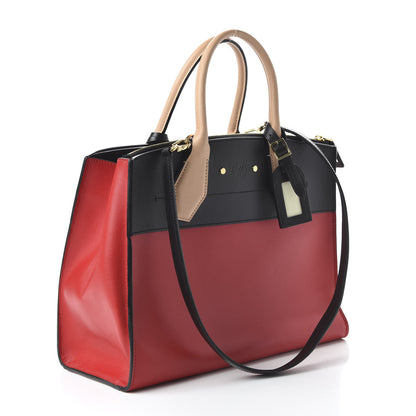 Louis Vuitton Calfskin City Steamer MM Rouge Black 3 of 13